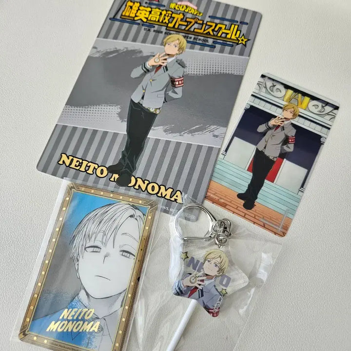 [BUNJANG] My Hero Academia Open School Monoma Neito Candy Keyring Postcard &amp; Gold Foil Clear Card Set / 히로아카 나히아 오픈스쿨 모노마네이토 캔디키링엽서 원화전 금박클리어카드