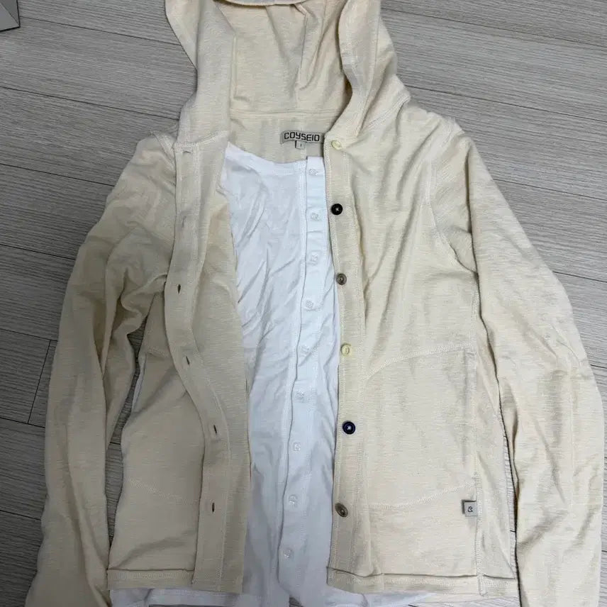 [BUNJANG] Koiseo Two-Fold Button-Up Hoodie Ivory Size 1 / 코이세이오 투폴드 버튼업 후디 아이보리 1사이즈