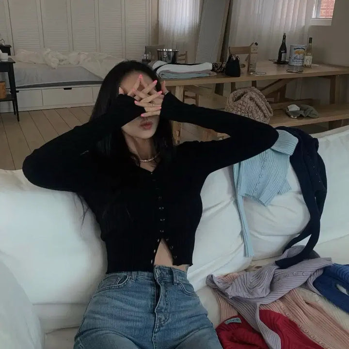 [BUNJANG] FAGE Black Ribbed Cardigan / 페일제이드 골지 가디건(블랙) 무배