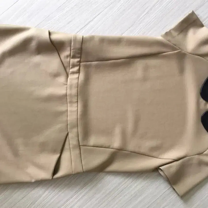 [BUNJANG] Maje Solena Camel Black Lambskin Collar Dress / 마쥬 MAJE H12 솔레나 카멜 블랙 램스킨 레더 칼라 드레스