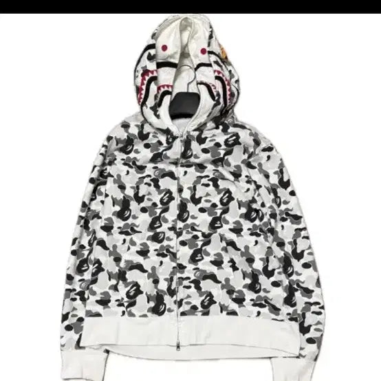 [BUNJANG] BAPE Double Shark Camo White Hoodie / 베이프 더블샤크 카모 화이트 후드집업