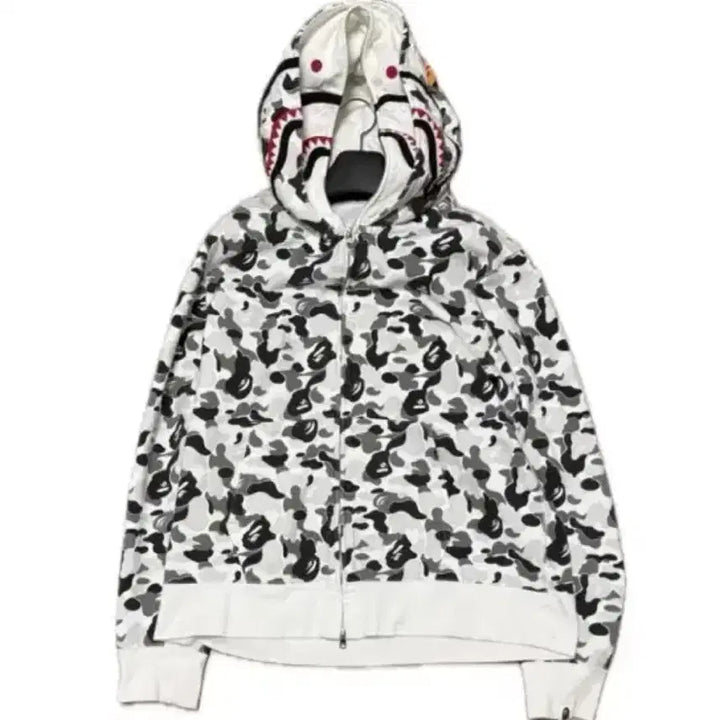 [BUNJANG] BAPE Double Shark Camo White Hoodie / 베이프 더블샤크 카모 화이트 후드집업
