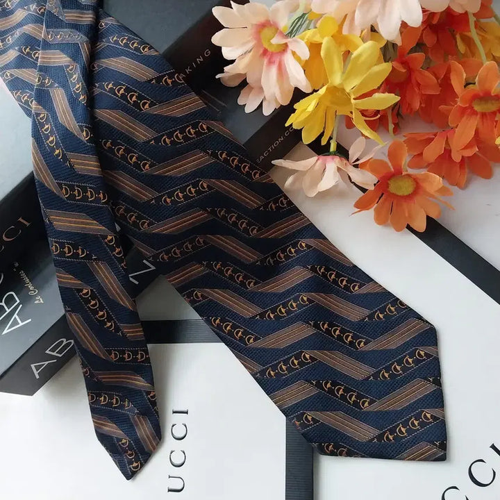 [BUNJANG] Gucci Horsebit Jacquard Silk Necktie Navy / 구찌 실크 네이비 홀스빗 자카드 넥타이 9.7cm S~A+등급 K2667