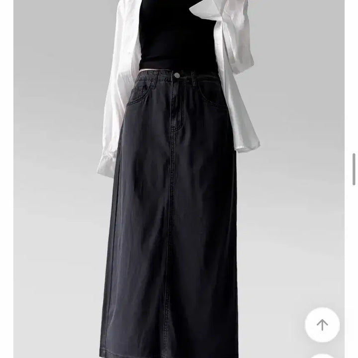 [BUNJANG] Abley Blooming Cool Summer Long Denim Skirt / 에이블리 블루밍 쿨 썸머 후들 원단 롱 데님 스커트 롱 치마