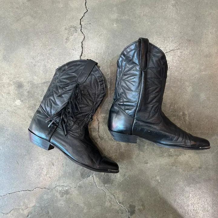 [BUNJANG] Vintage Black Fringe Western Boots / 빈티지 블랙 프린지 웨스턴 부츠