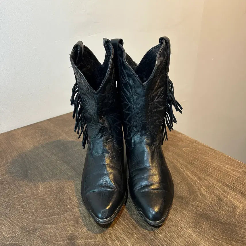 [BUNJANG] Vintage Black Fringe Western Boots / 빈티지 블랙 프린지 웨스턴 부츠