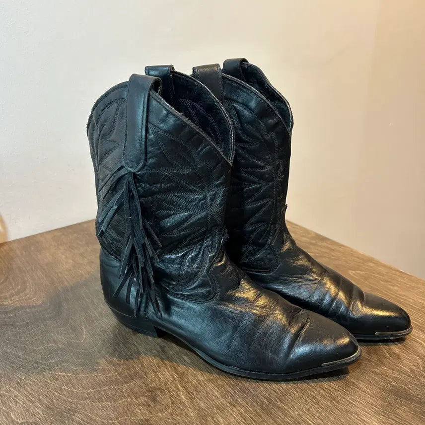 [BUNJANG] Vintage Black Fringe Western Boots / 빈티지 블랙 프린지 웨스턴 부츠
