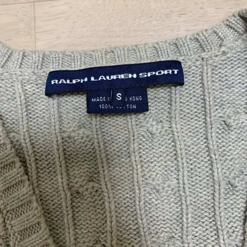 [BUNJANG] Polo Ralph Lauren V-Neck Cable Knit Sweater / 폴로 브이넥 케이블 딱붙 니트