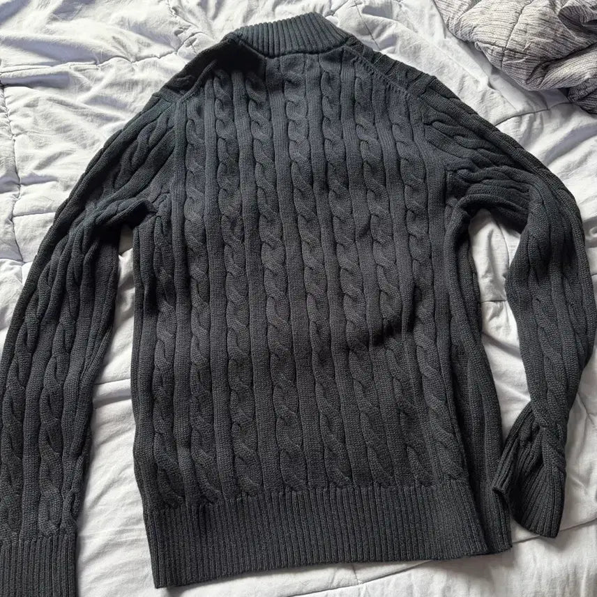 [BUNJANG] Polo Ralph Lauren Cable Knit Cotton Quarter Zip Sweater Hunter Navy / 폴로 랄프 로렌 케이블 니트 코튼 쿼터 지퍼 스웨터 헌 터 네이비