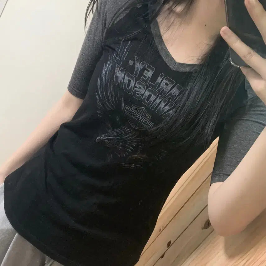[BUNJANG] Harley-Davidson Fitted Short Sleeve T-Shirt / 할리데이비슨 딱붙 반팔