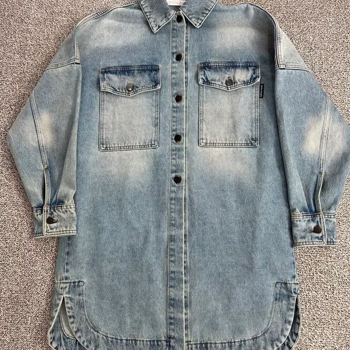 [BUNJANG] Palm Angels Washed Long Denim Jacket / 팜엔젤스 워싱 롱데님 자켓
