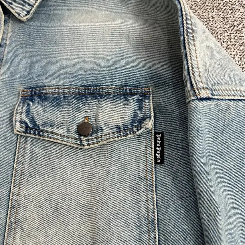 [BUNJANG] Palm Angels Washed Long Denim Jacket / 팜엔젤스 워싱 롱데님 자켓