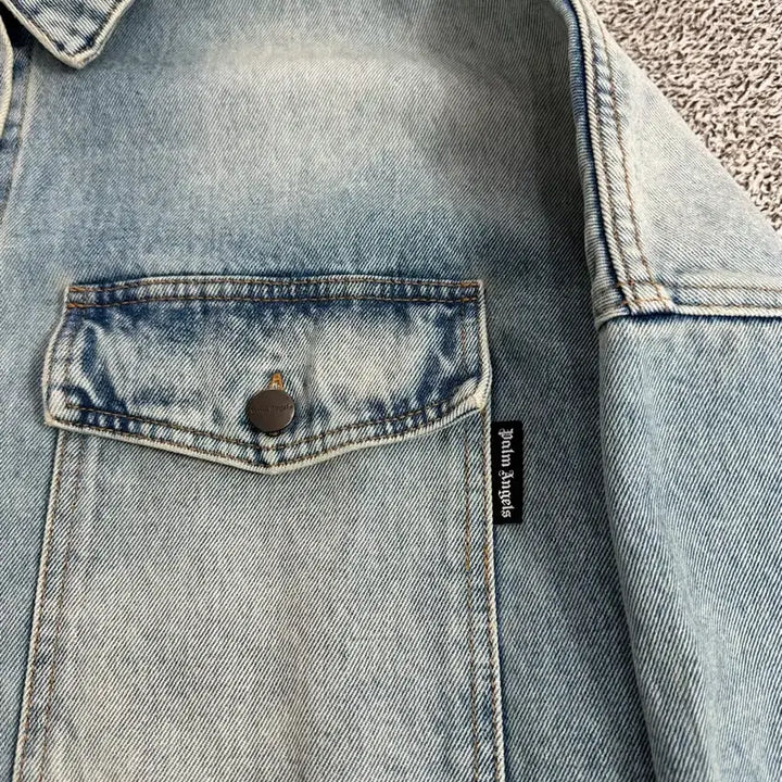 [BUNJANG] Palm Angels Washed Long Denim Jacket / 팜엔젤스 워싱 롱데님 자켓