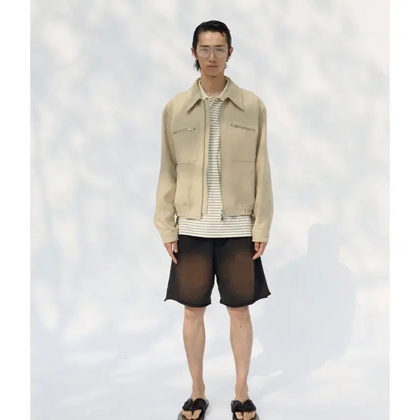 [BUNJANG] Coour Wool Linen Blend Double Zip Pocket Jumper / 쿠어 울 린넨 블렌드 더블 집 포켓 점퍼