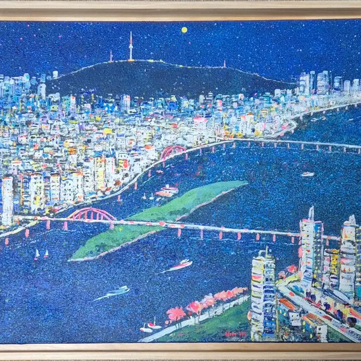 [BUNJANG] Kim Jeong-ho "Moon Over Seoul" Oil Painting (10-ho) / 김정호-서울의달 (10호)