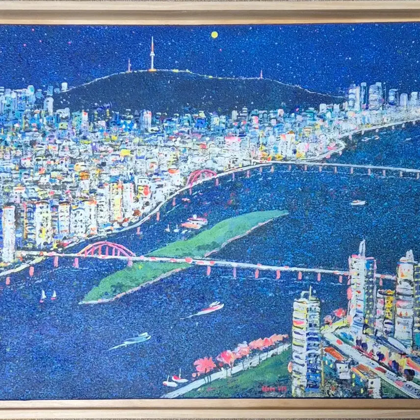 [BUNJANG] Kim Jeong-ho "Moon Over Seoul" Oil Painting (10-ho) / 김정호-서울의달 (10호)