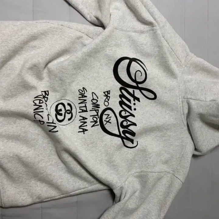 [BUNJANG] Stussy World Tour Hoodie Ash Heather / 스투시 월드투어 후드집업 애쉬헤더