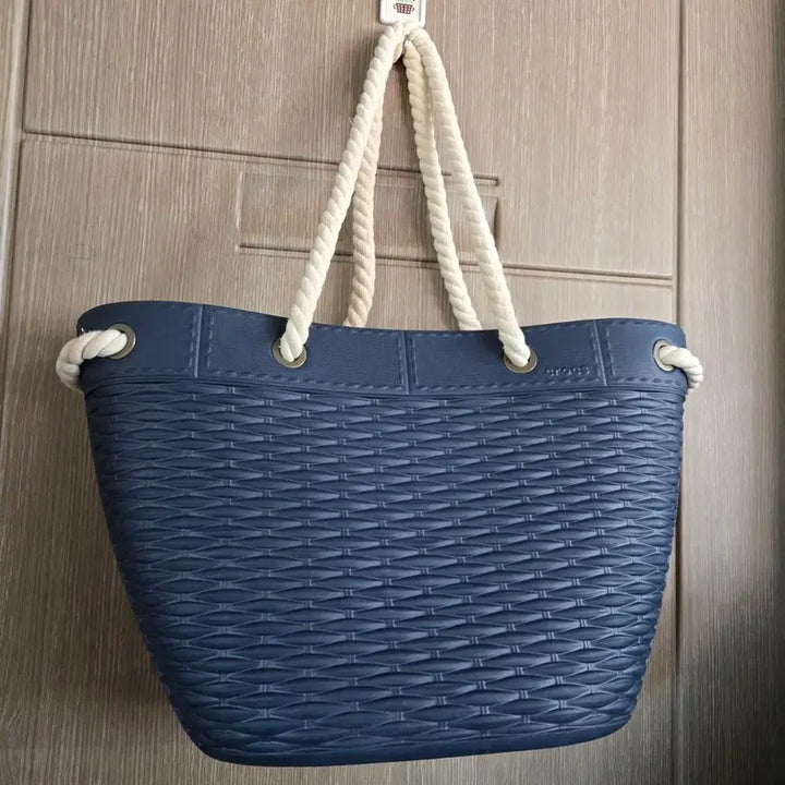 [BUNJANG] Crocs Blue Shoulder Tote Bag with Rope Handle / 크록스 블루 숄더 토트백 로프 핸들