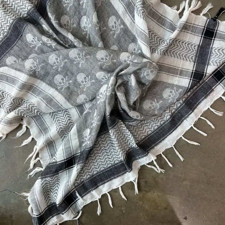 [BUNJANG] Skull Print Muffler Stole / 블랙 스컬프린트 머플러