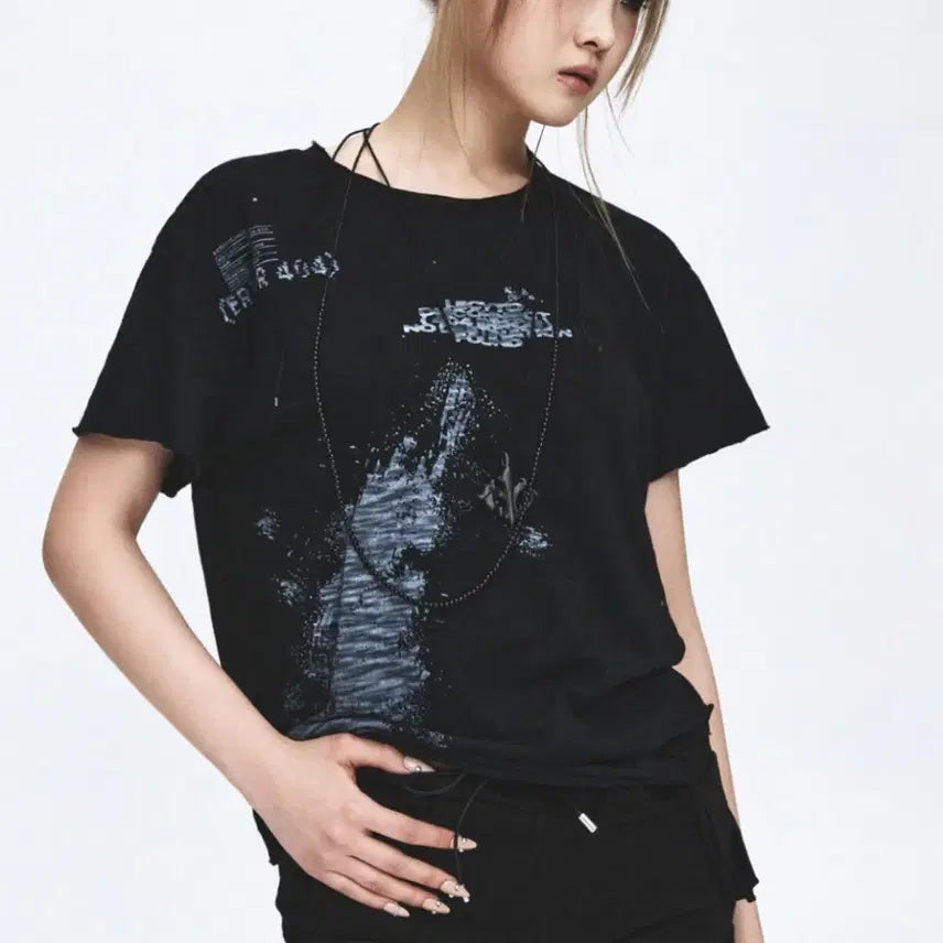 [BUNJANG] Recito Splatter Error Vintage T-Shirt Black / (새상품)레씨토 스플래터 에러 빈티지 티셔츠 블랙