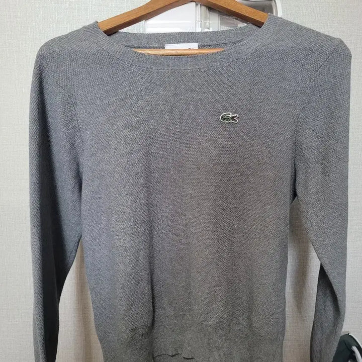 [BUNJANG] Lacoste Gray Knit Long Sleeve T-Shirt / 라코스테 그레이 니트 긴팔티