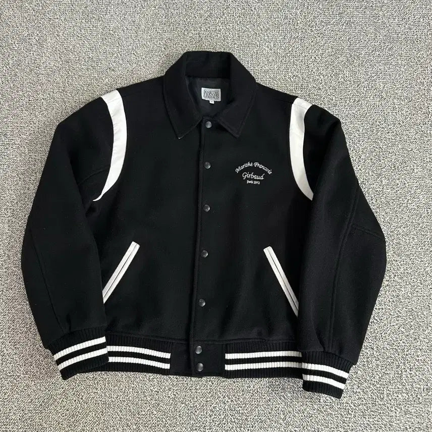 [BUNJANG] Marithe Francois Girbaud Black Stadium Jacket White Line Detail / 마리떼 프랑소와 저버 자켓