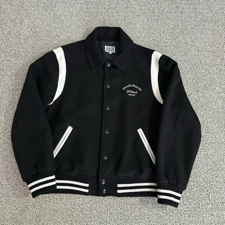 [BUNJANG] Marithe Francois Girbaud Black Stadium Jacket White Line Detail / 마리떼 프랑소와 저버 자켓