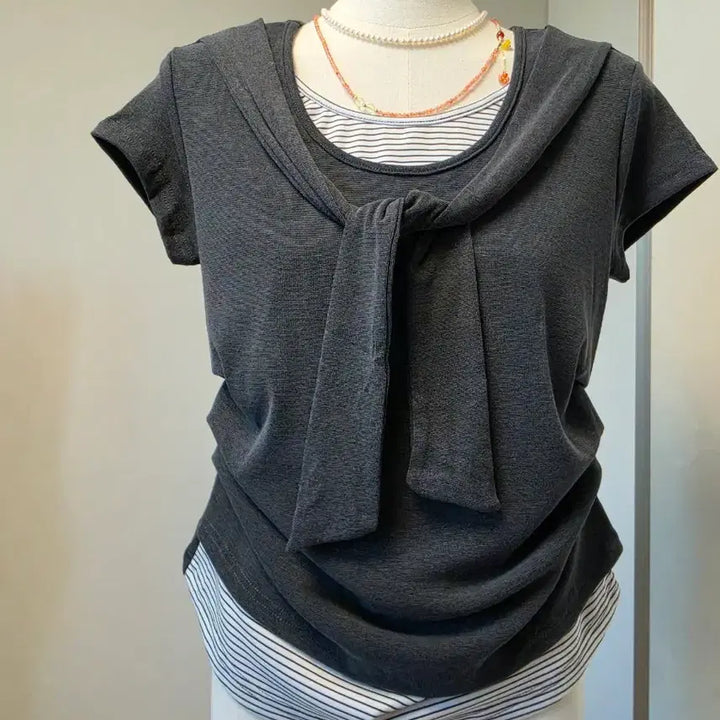 [BUNJANG] Short Sleeve Blouse and Long Skirt Set / 반팔 블라우스 롱 스커트 세트
