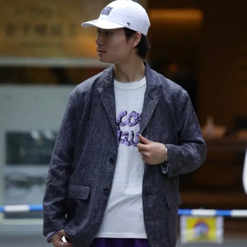 [BUNJANG] Engineered Garments Andover Jacket Linen Stripe / 엔지니어드 가먼츠 리넨 스트라이프 앤도버 자켓
