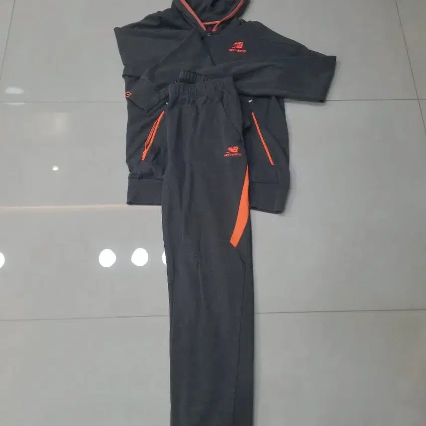 [BUNJANG] New Balance Grey Hoodie Orange Accent L / 뉴발란스 (정품)그레이 후드집업 오렌지 포인트 L
