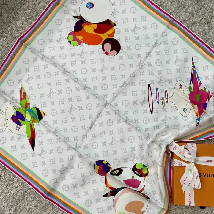 [BUNJANG] Louis Vuitton x Takashi Murakami Collaboration Scarf (70x70) / [새상품] 루이비통x무라카미다카시 콜라보 스카프 (70x70)