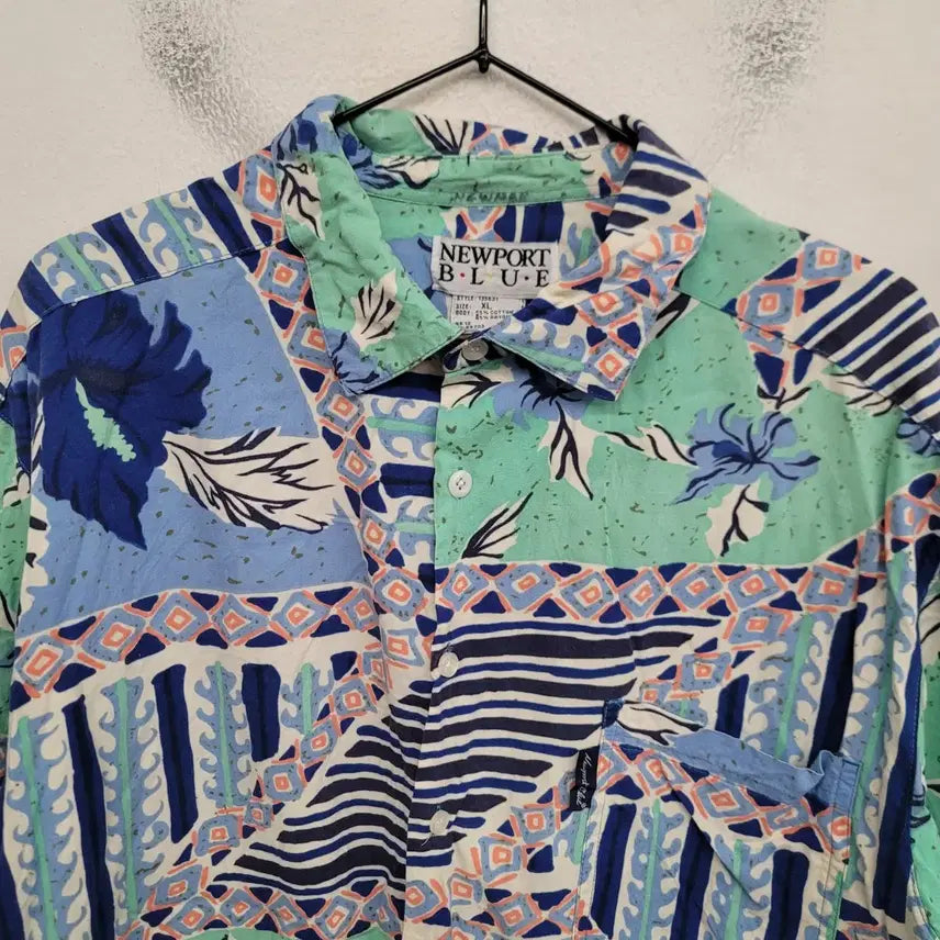 [BUNJANG] NEWPORT BLUE Hawaiian Shirt XXL / [110/XXL] NEWPORT BLUE 하와이안 셔츠 / USA
