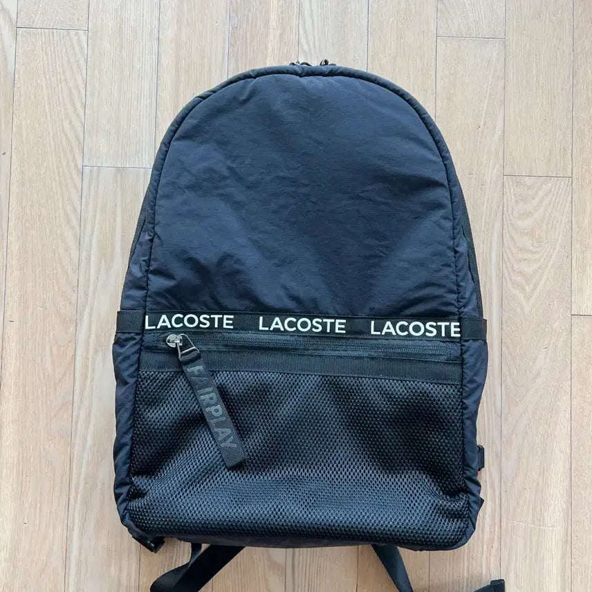 [BUNJANG] Lacoste FAIRPLAY Collaboration Black Backpack / 라코스테 블랙 백팩 FAIRPLAY 콜라보