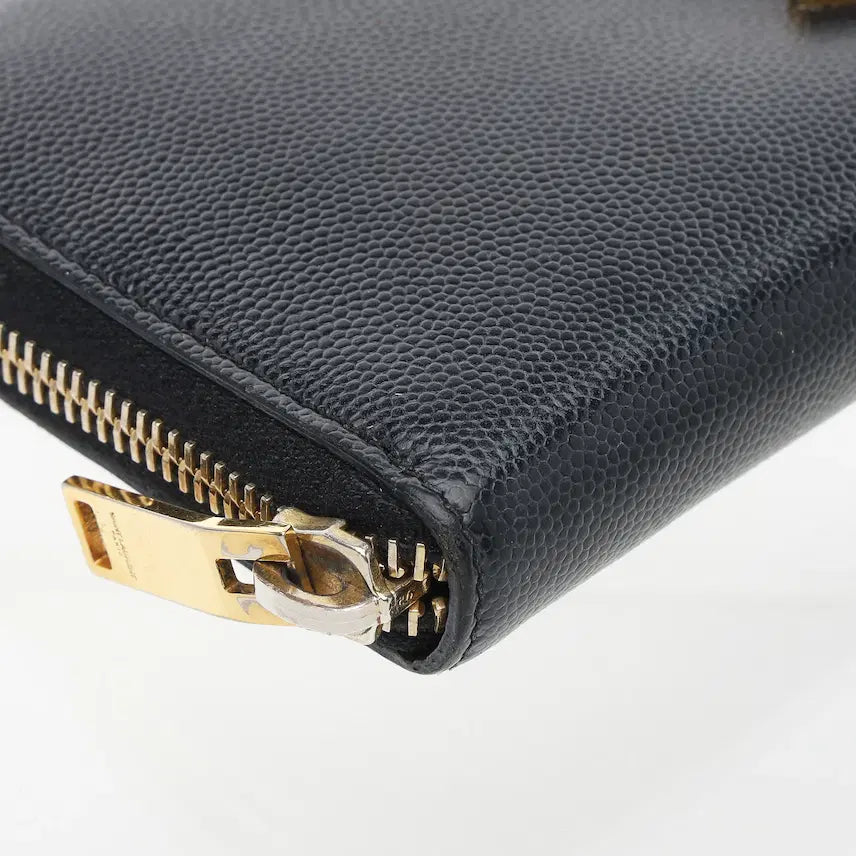 [BUNJANG] Saint Laurent Black Leather Zip Around Long Wallet / 생로랑 지퍼 장지갑