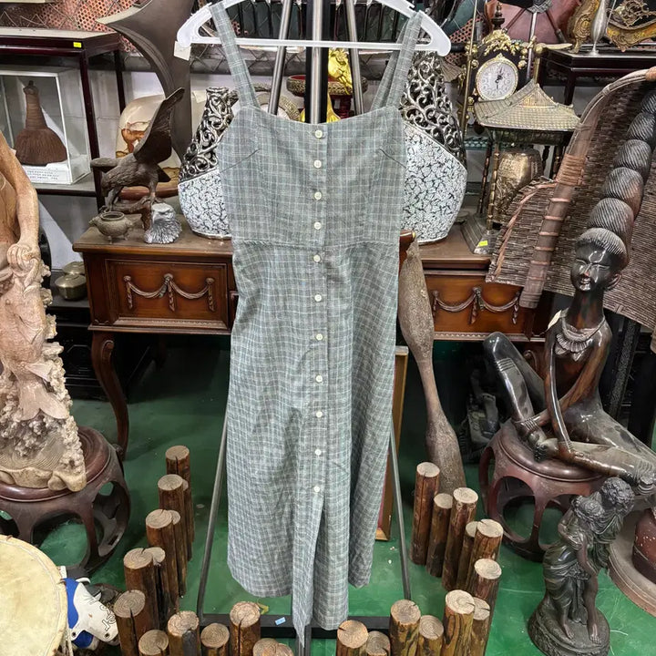 [BUNJANG] Mielle Check Bustier Sleeveless Long Dress / 미엘르  체크 뷔스티에 나시 롱 원피스