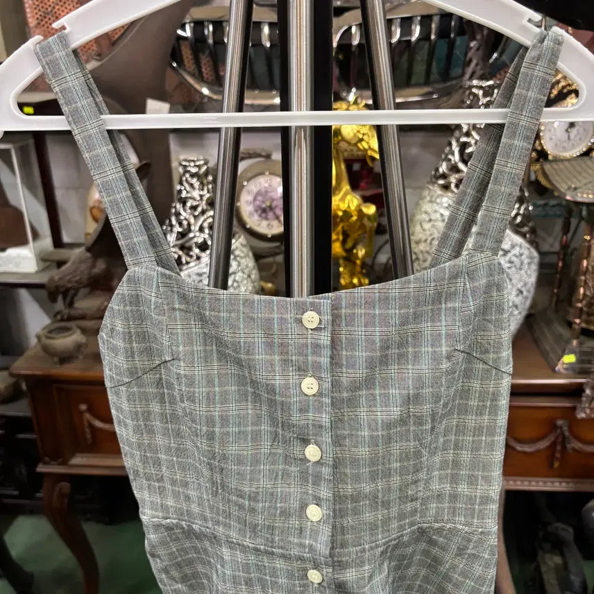 [BUNJANG] Mielle Check Bustier Sleeveless Long Dress / 미엘르  체크 뷔스티에 나시 롱 원피스