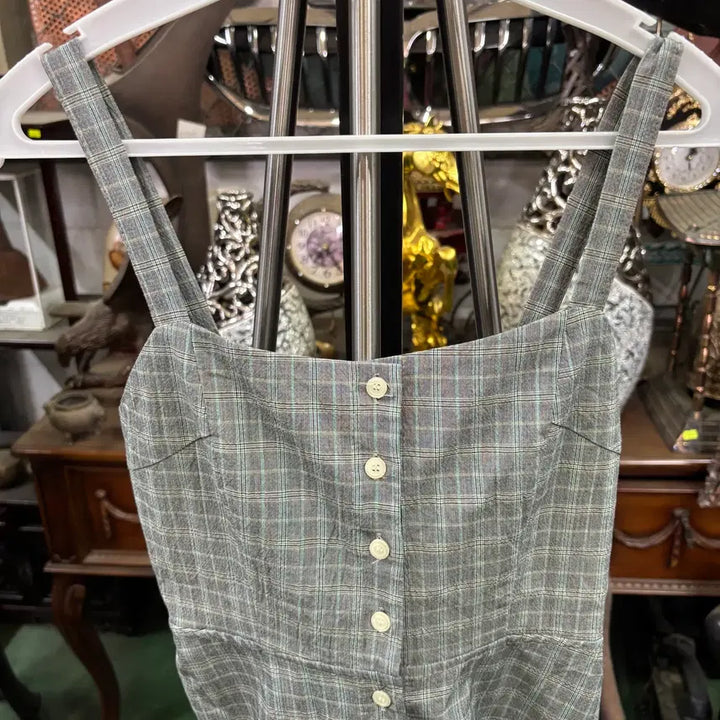 [BUNJANG] Mielle Check Bustier Sleeveless Long Dress / 미엘르  체크 뷔스티에 나시 롱 원피스