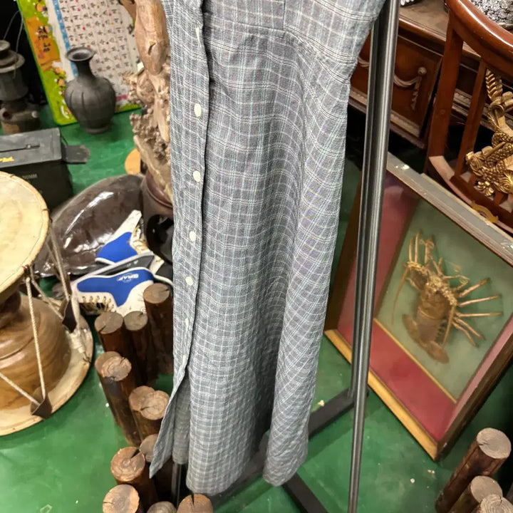 [BUNJANG] Mielle Check Bustier Sleeveless Long Dress / 미엘르  체크 뷔스티에 나시 롱 원피스