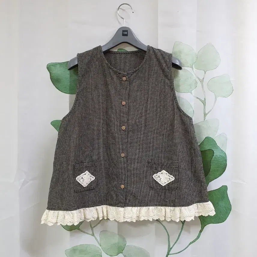 [BUNJANG] Cotton Lace Vest / 면 레이스 조끼