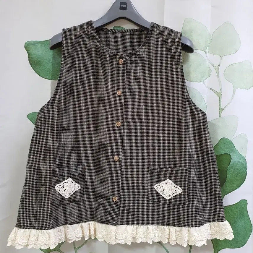 [BUNJANG] Cotton Lace Vest / 면 레이스 조끼