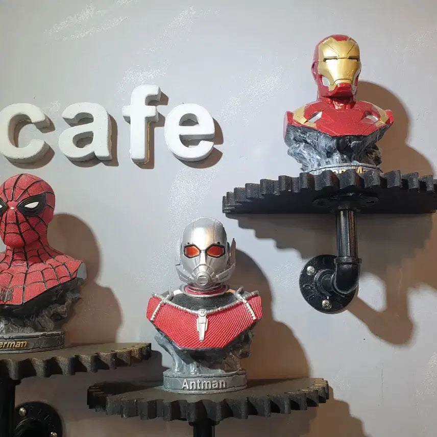 [BUNJANG] Marvel Black Panther, Doctor Strange, Vision, Spider-Man, Ant-Man, Iron Man Bust Figures (Set of 6) / 마블 블랙팬서/닥터스트레인지/비전/스파이더맨/앤트맨/아이언맨 흉상 피규어