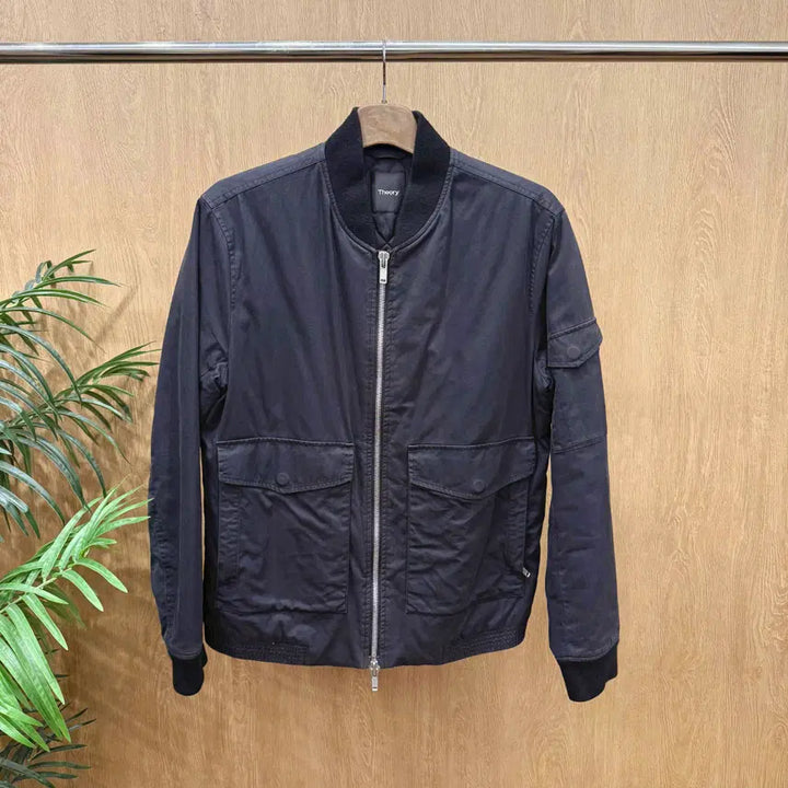 [BUNJANG] Theory Cotton Nylon MA-1 Blouson Zip-Up Jacket / 띠어리 코튼 나일론 MA-1 블루종 집업 자켓 미니멀 포켓 점퍼 블랙
