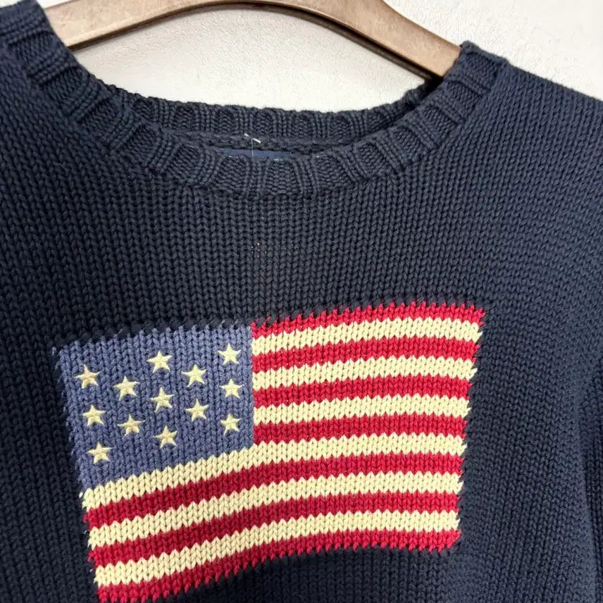 [BUNJANG] Polo Ralph Lauren American Flag Knit Sweater / 폴로랄프로렌 아메리칸 플래그 성조기 니트 스웻터 A3854