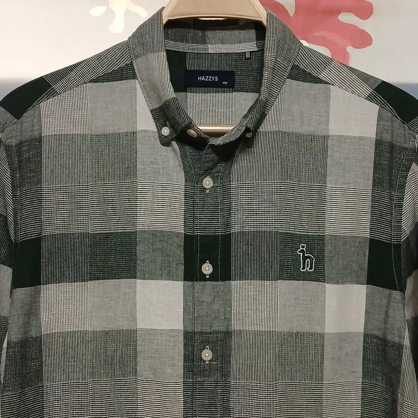 [BUNJANG] Hazzys Linen Blend Check Shirt / (100) 헤지스 마혼방 체크 셔츠 남방