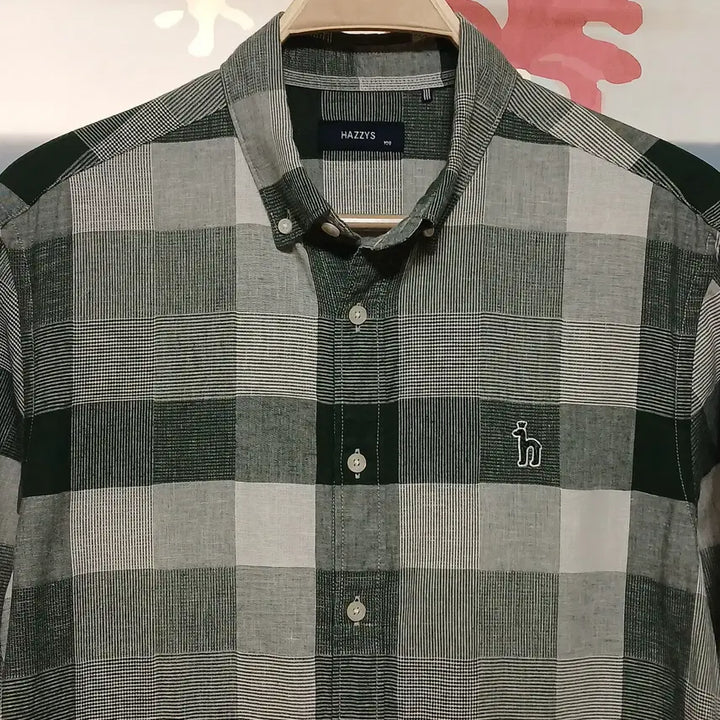 [BUNJANG] Hazzys Linen Blend Check Shirt / (100) 헤지스 마혼방 체크 셔츠 남방