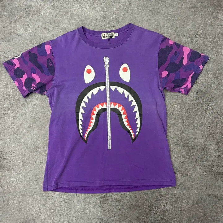 [BUNJANG] BAPE Purple Shark T-Shirt (2010s) / 10s 베이프 퍼플 샤크 반팔티
