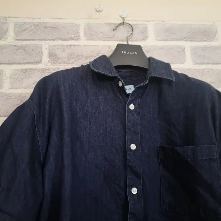 [BUNJANG] Filuminate Dark Wash Denim Short Sleeve Shirt - Size L / 필루미네이트 진청 데님반팔 남방L/알뜰한여우