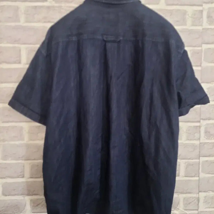 [BUNJANG] Filuminate Dark Wash Denim Short Sleeve Shirt - Size L / 필루미네이트 진청 데님반팔 남방L/알뜰한여우
