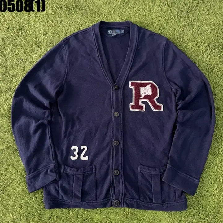 [BUNJANG] Polo Ralph Lauren Navy Cardigan with R Patch, Size L / 폴로 랄프로렌 네이비 가디건 R 패치 L