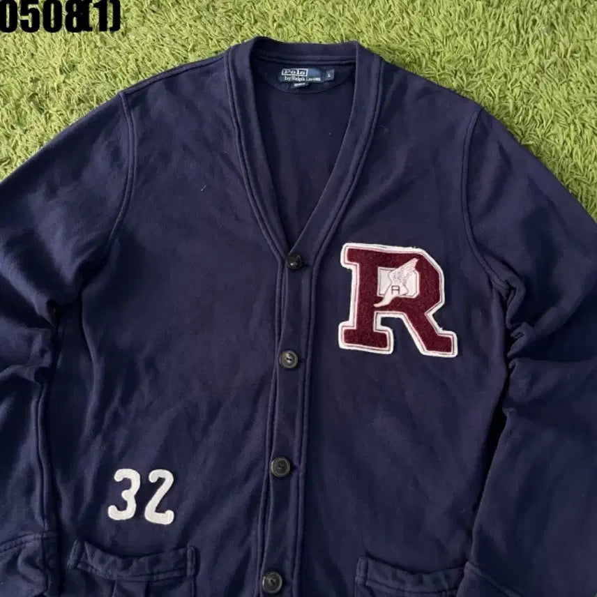 [BUNJANG] Polo Ralph Lauren Navy Cardigan with R Patch, Size L / 폴로 랄프로렌 네이비 가디건 R 패치 L
